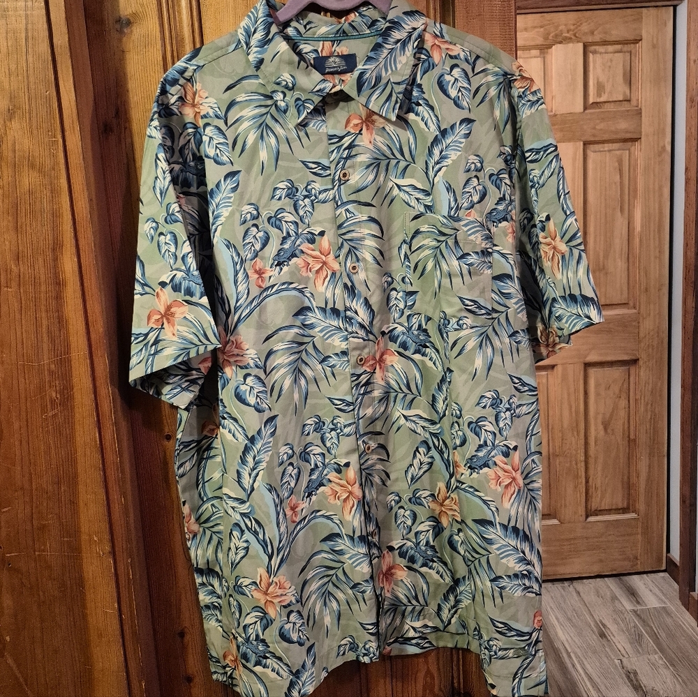Havana Jim Men's XL Tropical Floral Hawiian Dress Button Up Shirt